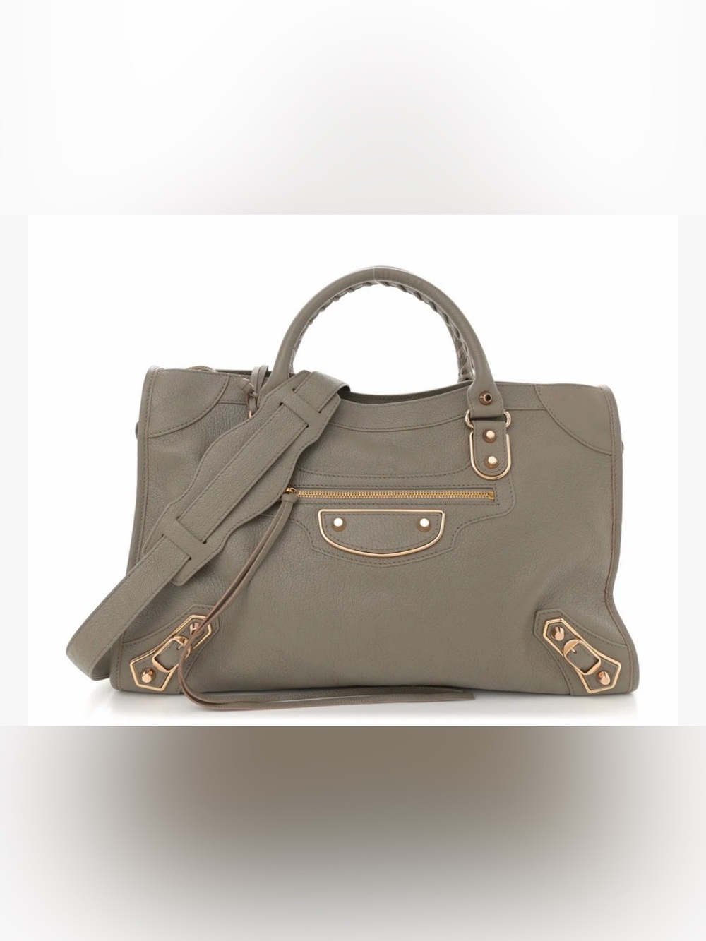 Balenciaga Chèvre Gold Metallic Edge Hardware City — Gris Taupe